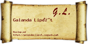 Galanda Lipót névjegykártya
